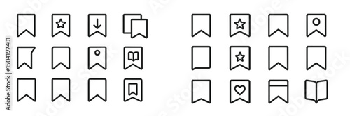 Various design elements featuring simple line art bookmarks arranged in a grid pattern showcasing creativity and versatility