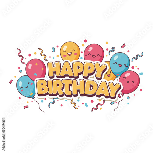 happy birthday card with balloons