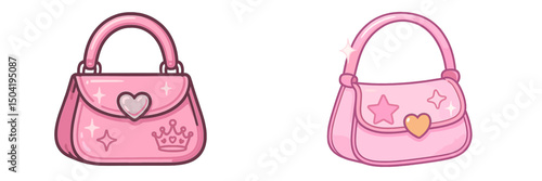 Trendy pink handbags designed with hearts and stars showcase playful fashion for young enthusiasts
