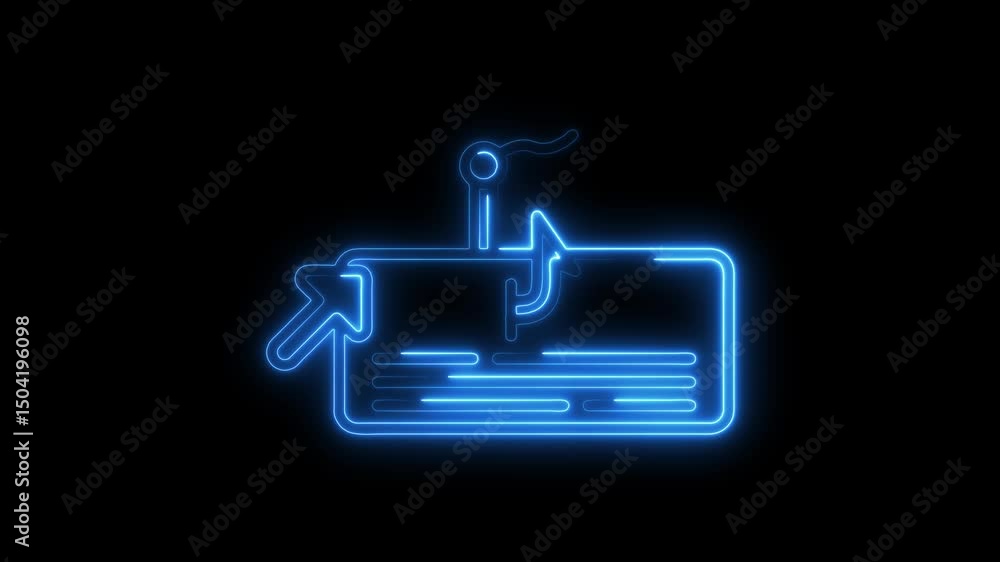 Animated neon sign depicting phishing scam with credit card concept over a dark black background. Animated neon sign depicting phishing scam with credit card concept over a dark black background.