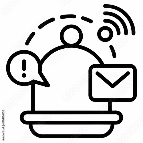 Notifications Overload Symbol – Icon Illustrating Digital Distraction & Information Stress