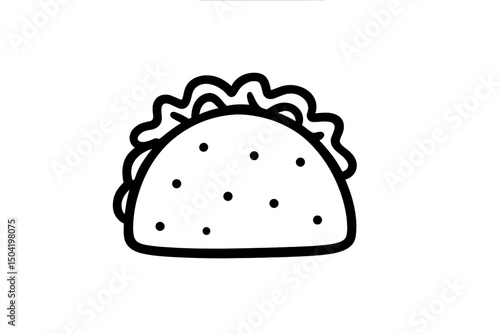 Tasty taco illustration featuring a simple design with lettuce toppings and dotted surface