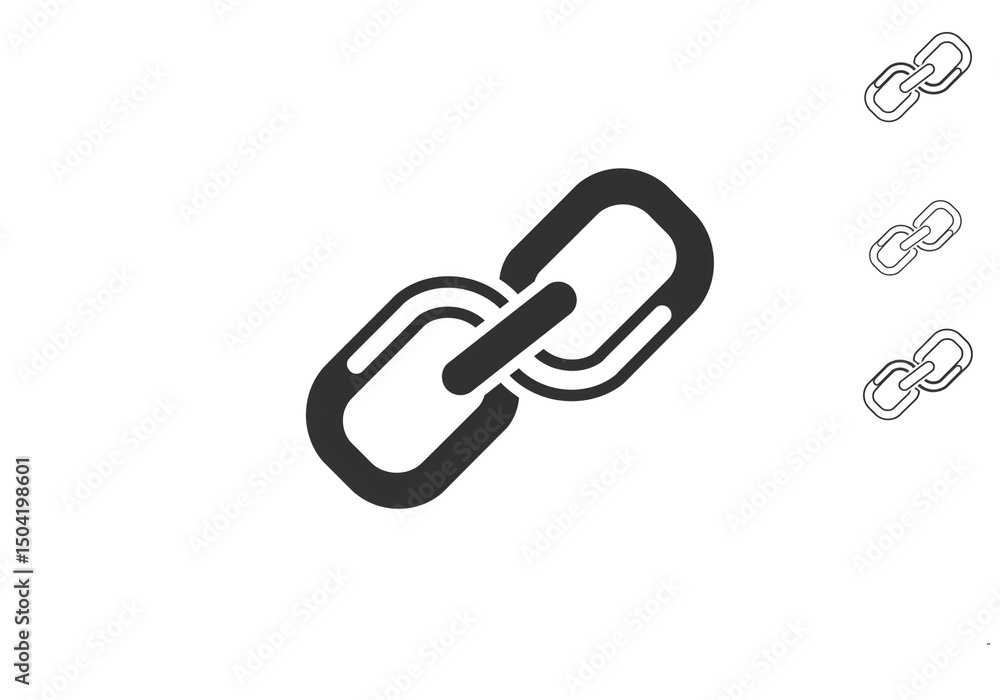 A graphic representation of interlocking chain links in varying sizes and perspectives on a white background A graphic representation of interlocking chain links in varying sizes and perspectives on a white background