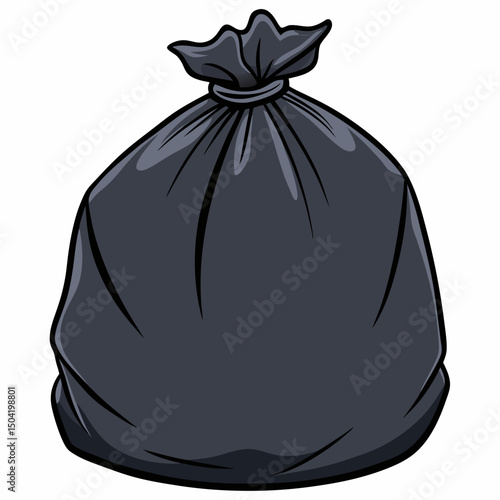 Garbage Bag Icon – Black Plastic Trash Bag