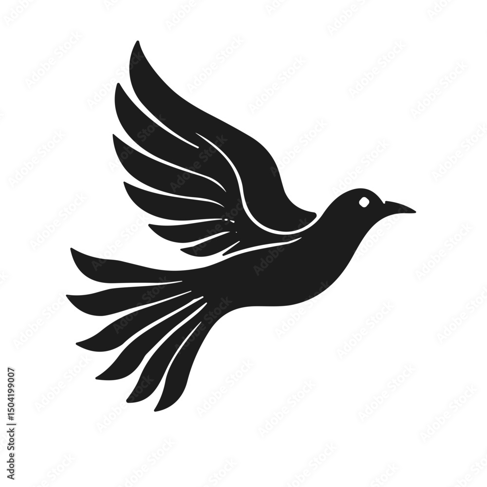Obraz premium Flying bird silhouette in black and white, concept of freedom