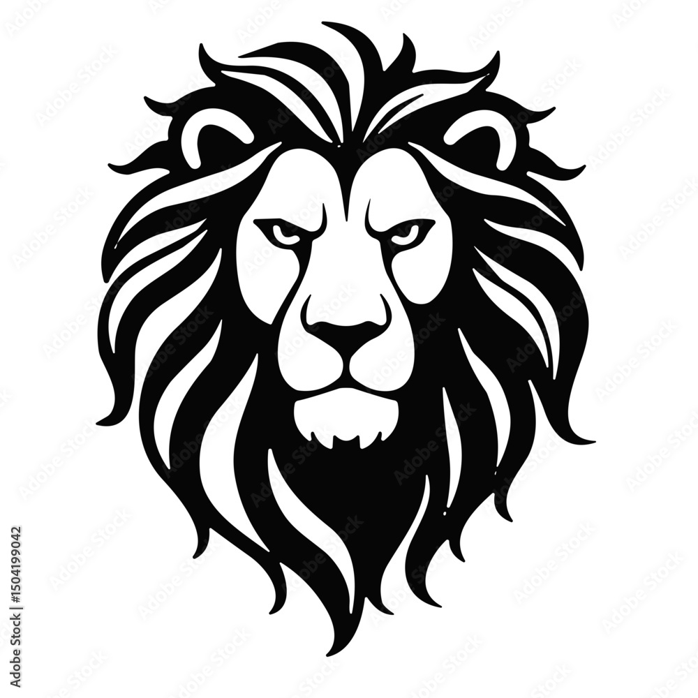 Fototapeta premium Lion head monochrome emblem, the concept of strength
