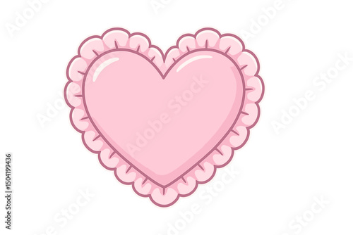 Pink heart-shaped decoration with ruffled edges designed for celebrations and special occasions