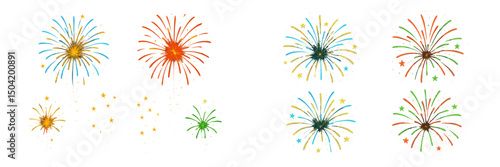 Colorful fireworks display lights up the night sky during a festive celebration in a vibrant outdoor setting