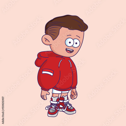 Cartoon-style character illustration with a bored or tired expression.