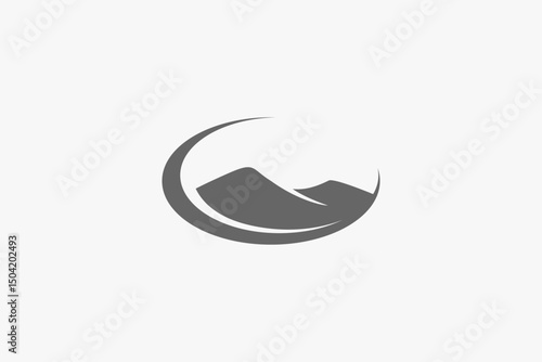 minimalist abstract mountain in circle logo 