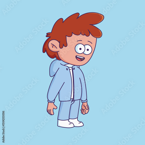 Cartoon-style character illustration with a bored or tired expression.