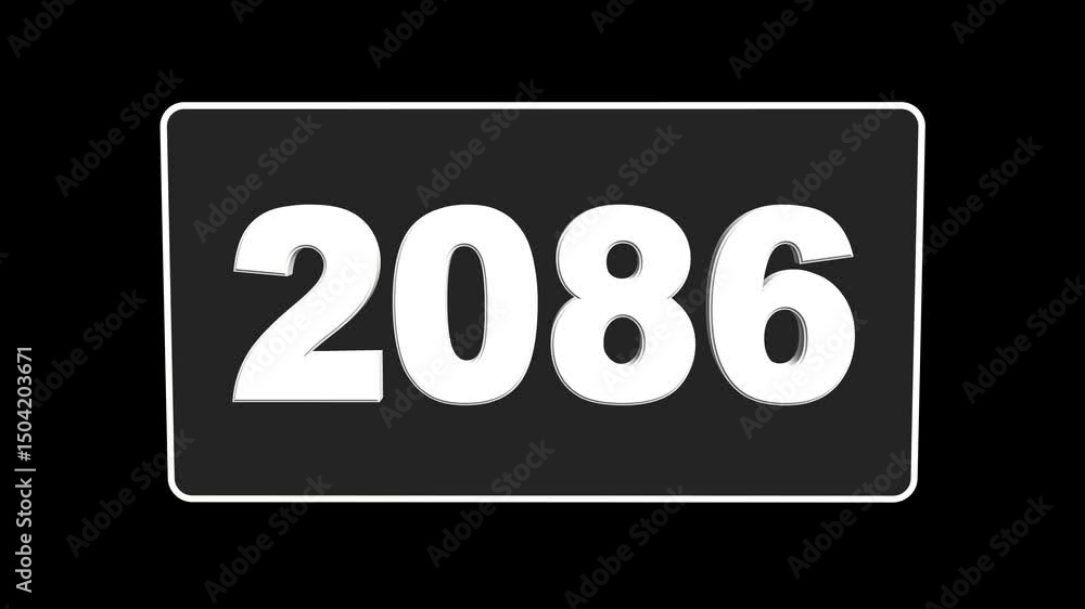 Futuristic Cinematic 3d Animated Text - 2086. Happy New Year concept. High Quality 4K footage 2086 countdown animation, Glowing counting time animated. 3D number 2086 Futuristic Cinematic 3d Animated Text - 2086. Happy New Year concept. High Quality 4K footage 2086 countdown animation, Glowing counting time animated. 3D number 2086