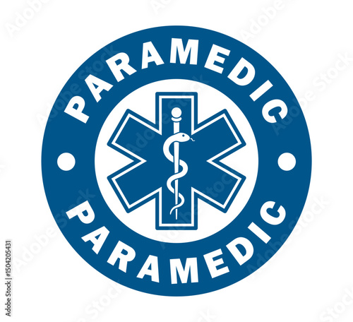 Symbol of the cross with the caduceus icon. Emt Paramedic, EMT Star of Life. ambulance first aid logo sign. Healthcare doctor pharmacy. Vector illustration image. Isolated on white background.