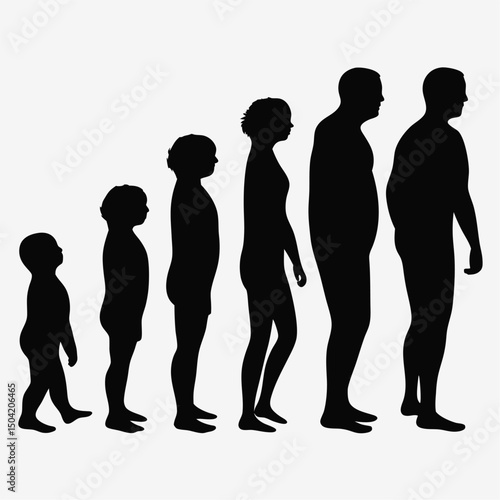 Life Cycle Silhouette: A striking silhouette captures the human life cycle in graceful evolution. Capturing the stages of life from infancy to adulthood, it symbolizes the profound passage of time. 