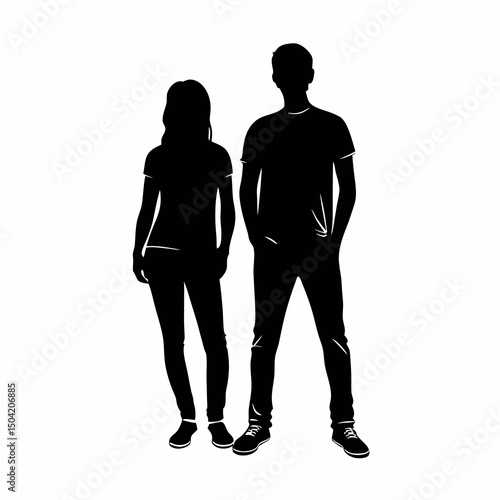 Silhouette of Couple: A striking black silhouette captures the essence of a couple's bond, showcasing the beauty of simplicity and connection.