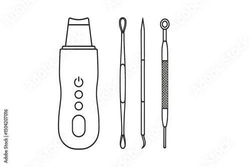 Skincare tools displayed on a surface for facial cleansing and treatment procedures