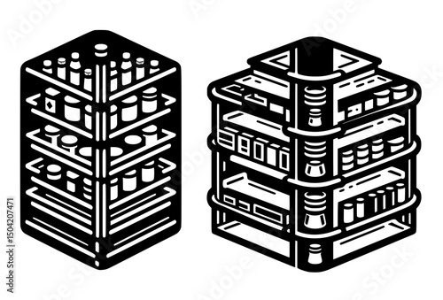 Isometric icon of a modern multistory building