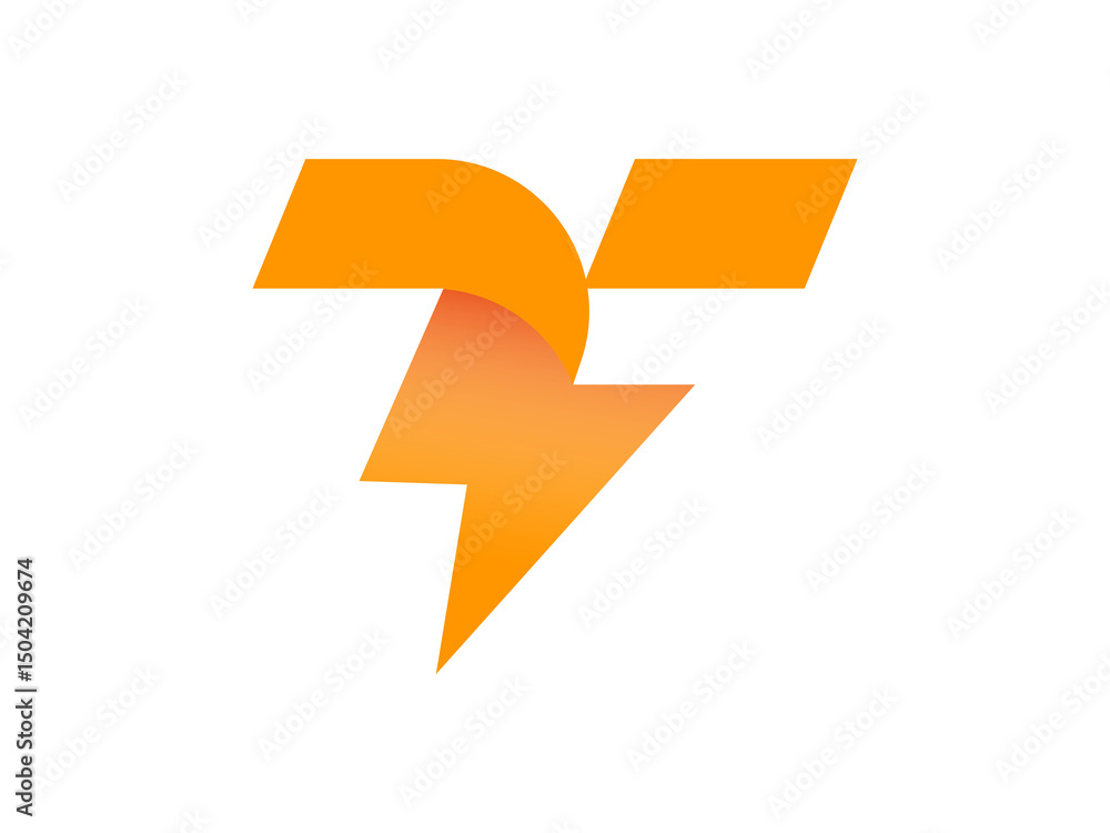 Abstract T Letter Logo with Lightning Bolt - Modern Electric Branding Symbol Abstract T Letter Logo with Lightning Bolt - Modern Electric Branding Symbol