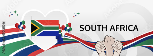 South Africa Heritage Day modern greeting banner. 24 September Happy National Day. Festive horizontal background in flag colors, great for carnival poster, tourism campaign, holiday flash sale