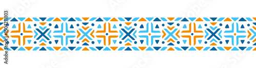 Ethnic ornate seamless border. Endless tape of tribal ornaments. EPS 10 vector illustration.