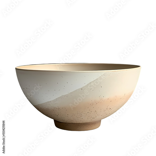 Large Cream and Beige Speckled Bowl isolated on transparent background