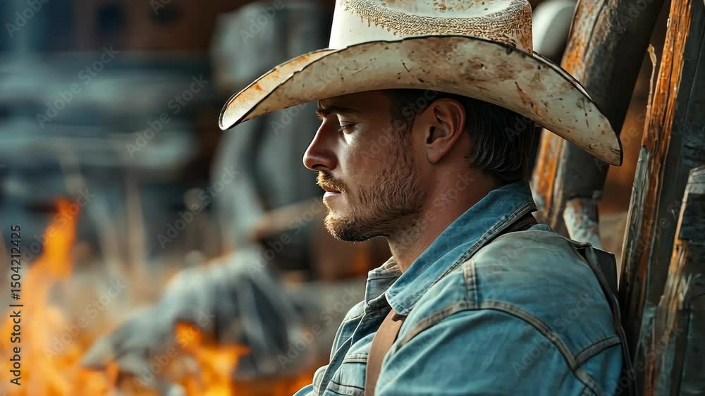 Western Cowboy Hat Worn by Man Western Cowboy Hat Worn by Man