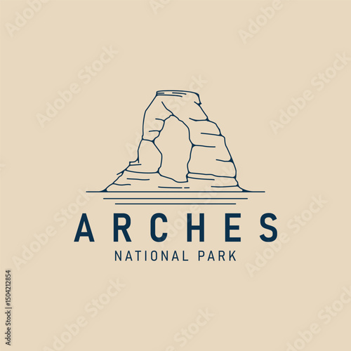 arches national park logo line art minimalist, icon and symbol vector illustration design