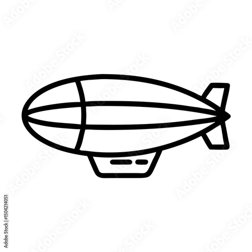Airship Blimp Icon Line Art Vector Illustration