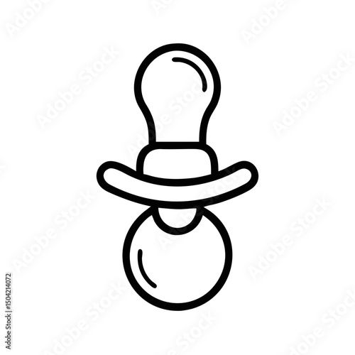 Baby Pacifier Icon Line Art Vector Illustration
