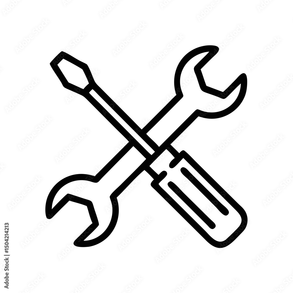 Crossed Wrench and Screwdriver Icon Vector for Tools and Repair Concepts Crossed Wrench and Screwdriver Icon Vector for Tools and Repair Concepts