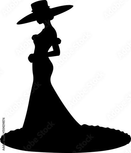 Elegant Woman with Hat Silhouette: Fashion, Style & Grace