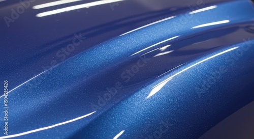 Beautiful finished metallic blue car paint surface with glossy shine