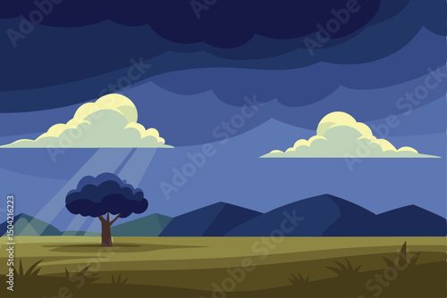 landscape with mountains and clouds