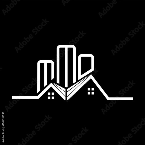 MMO Real State logo design, MMO simple and modern logo. MMO luxurious alphabet design