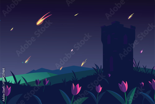 night landscape with stars
