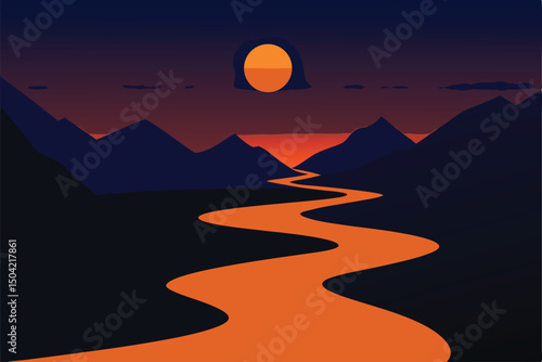 sunset over mountains