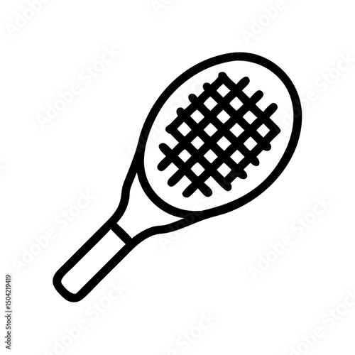 Tennis racket illustration in minimalist black and white design  