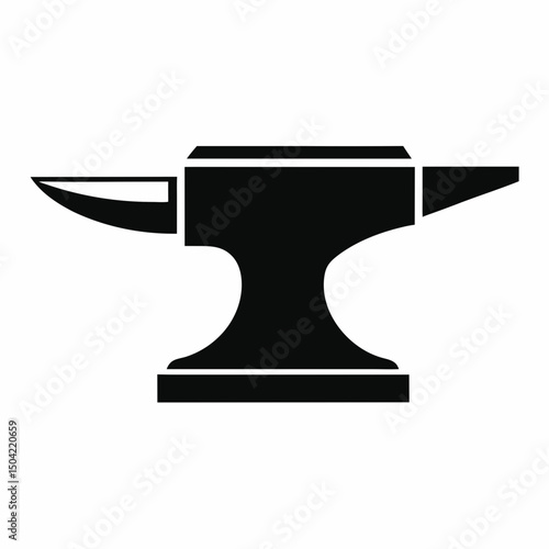 Minimalist Anvil Silhouette Vector Icon Design.