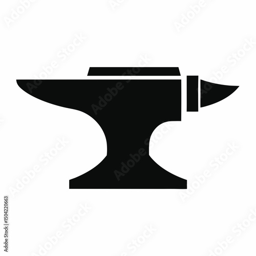 Minimalist Anvil Silhouette Vector Icon Design.