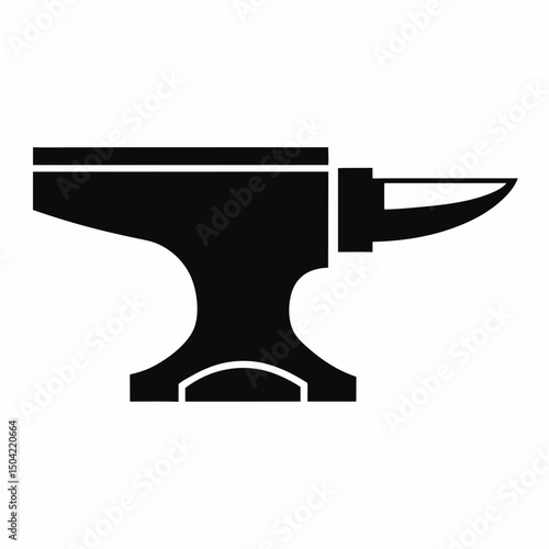 Minimalist Anvil Silhouette Vector Icon Design.