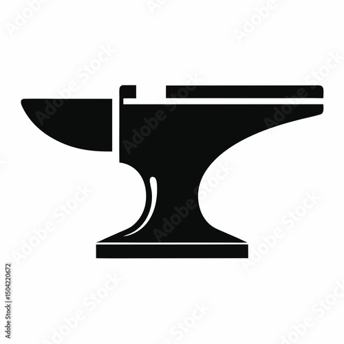 Minimalist Anvil Silhouette Vector Icon Design.