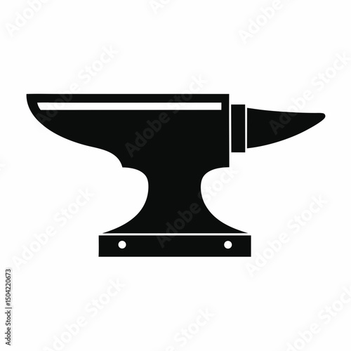 Minimalist Anvil Silhouette Vector Icon Design.