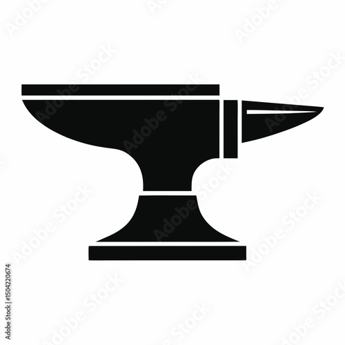 Minimalist Anvil Silhouette Vector Icon Design.