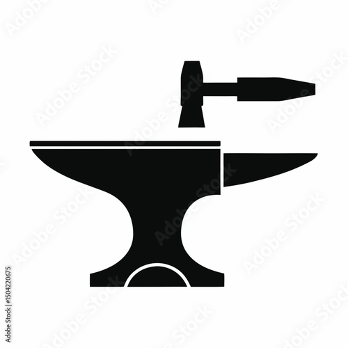 Minimalist Anvil Silhouette Vector Icon Design.