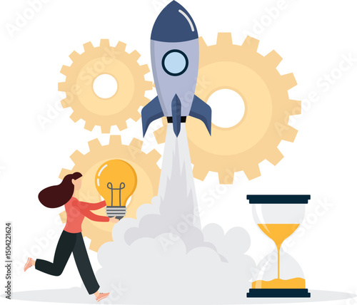 Colleagues starting a business project Vector illustration