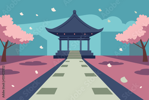 japanese garden with cherry blossom