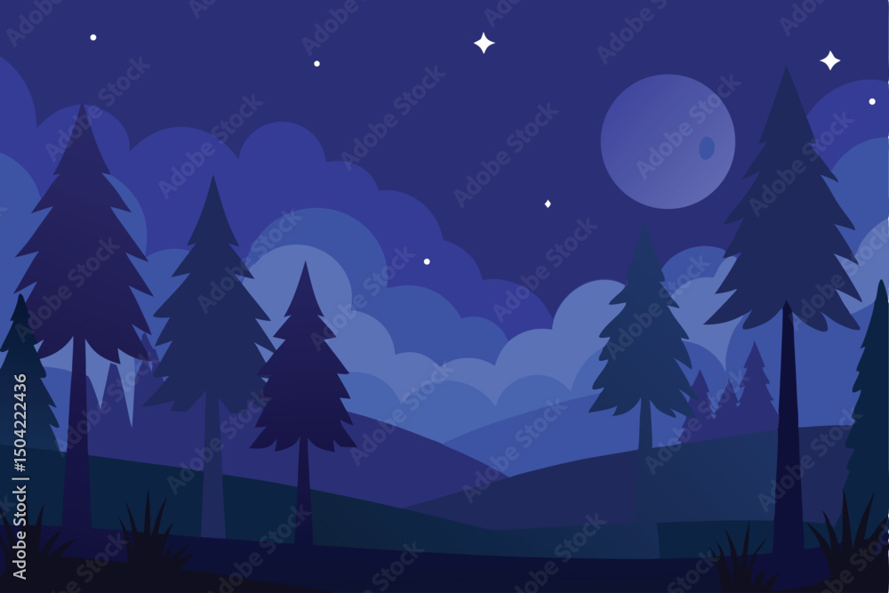 night landscape with moon night landscape with moon