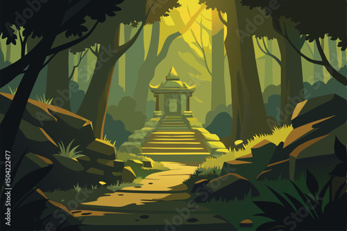 illustration of a lantern in the forest