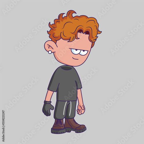 Cartoon-style character illustration with a bored or tired expression.