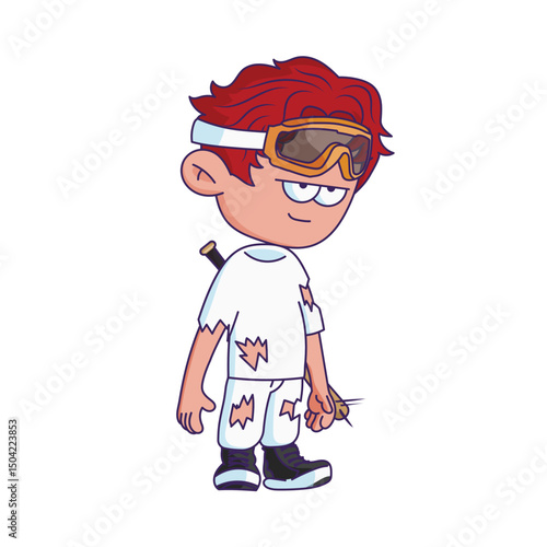 Cartoon-style character illustration with a bored or tired expression.